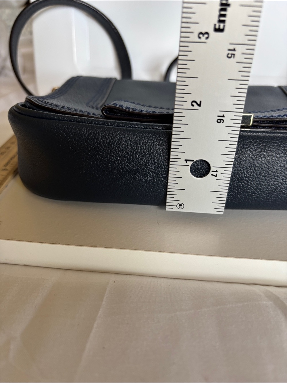 Kate Spade Primrose Hill Little Kaelin Bow Navy leather purse bag crossbody. - Picture 13 of 16